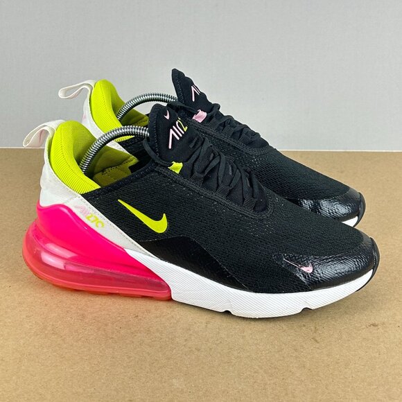 Nike Air Max 270 Pink Rise Athletic Shoes Womens 9.5 Black Pink Yellow Low Top - Picture 3 of 10